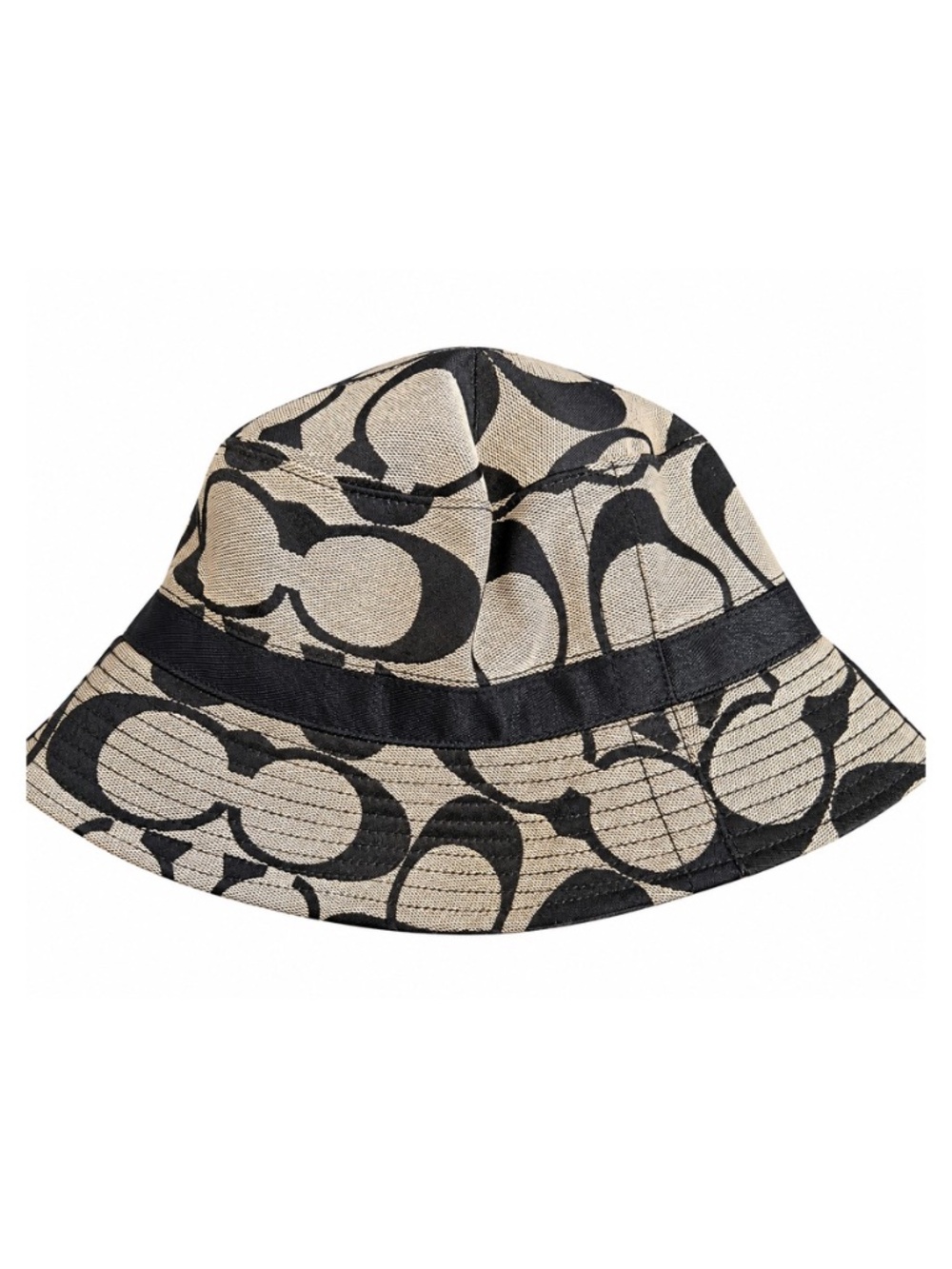 Coach Signature C Jacquard Bucket Hat Black Beige M/L